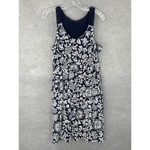 Cato‎ Dress M Floral Garden Sundress Crochet Back Flowy Coastal Beach Travel